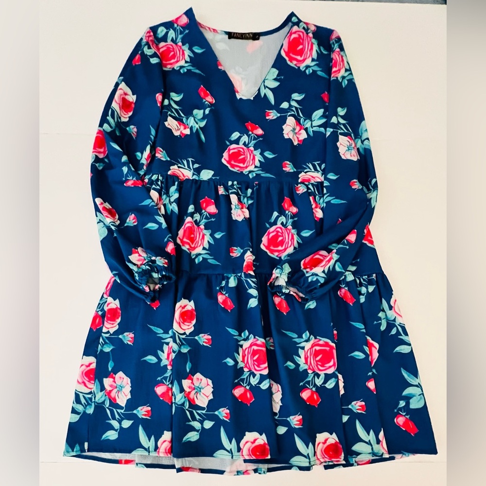 TUNIC FLORAL PRINT BABYDOLL SHIFT DRESS
